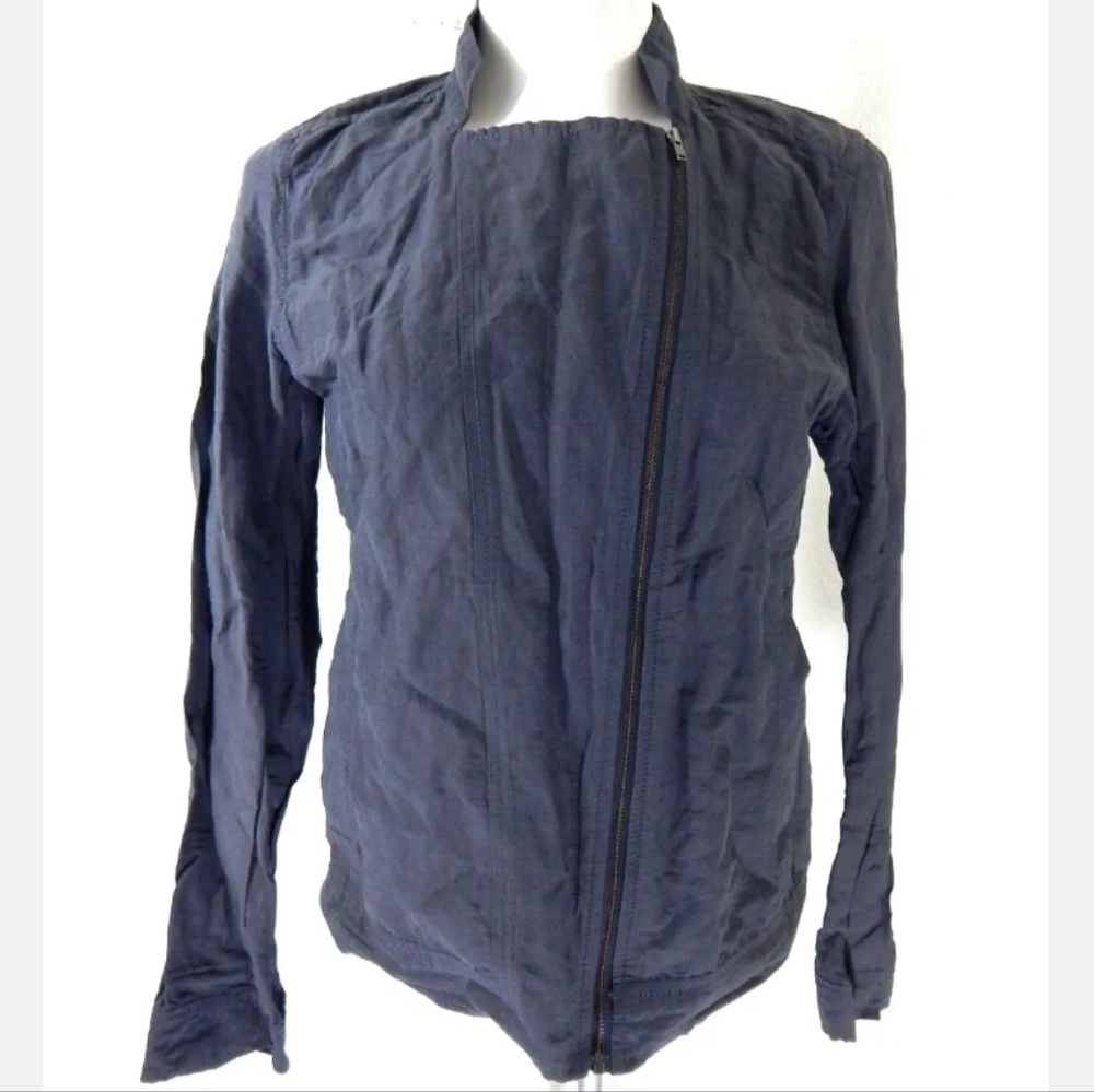 Eileen Fisher Gray Crinkle Moto Jacket